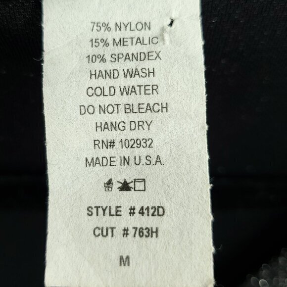 VTG 90s Shimmery Tie Front Long Line Stretchy Cardigan M Black/Silver - Picture 16 of 16